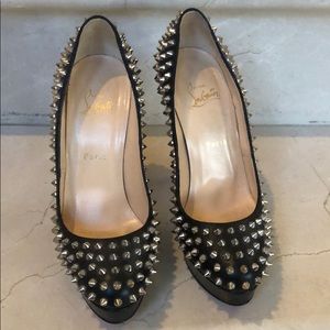 Christian Louboutin black leather alti spike shoes